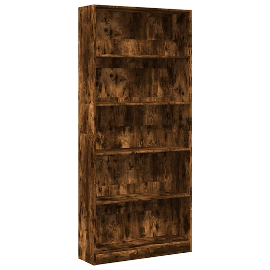 vidaXL Bookcase Smoked Oak 80x24x176 cm Engineered Wood