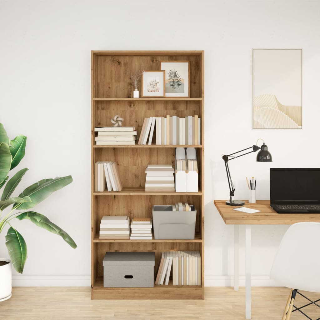 vidaXL Bookcase Artisian Oak 80x24x176 cm Engineered Wood