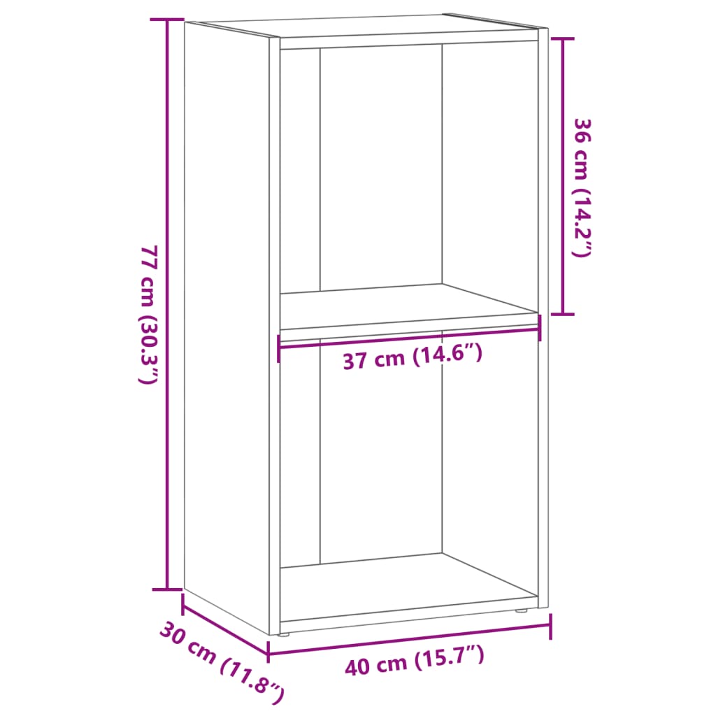 vidaXL Bookcase Grey Sonoma 40x30x77 cm Engineered Wood