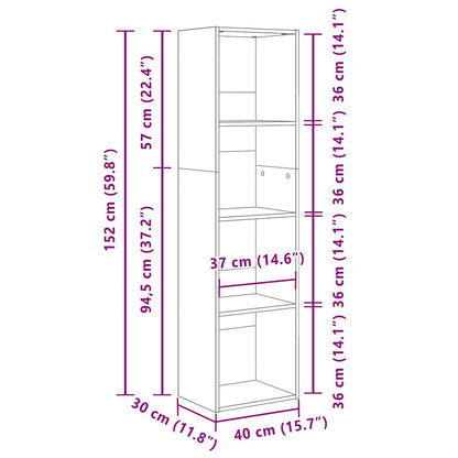 vidaXL Bookcase Sonoma Oak 40x30x152 cm Engineered Wood