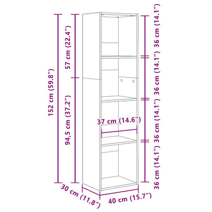 vidaXL Bookcase Concrete Grey 40x30x152 cm Engineered Wood