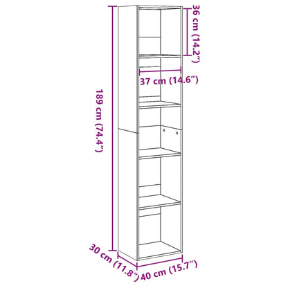 vidaXL Bookcase Artisian Oak 40x30x189 cm Engineered Wood