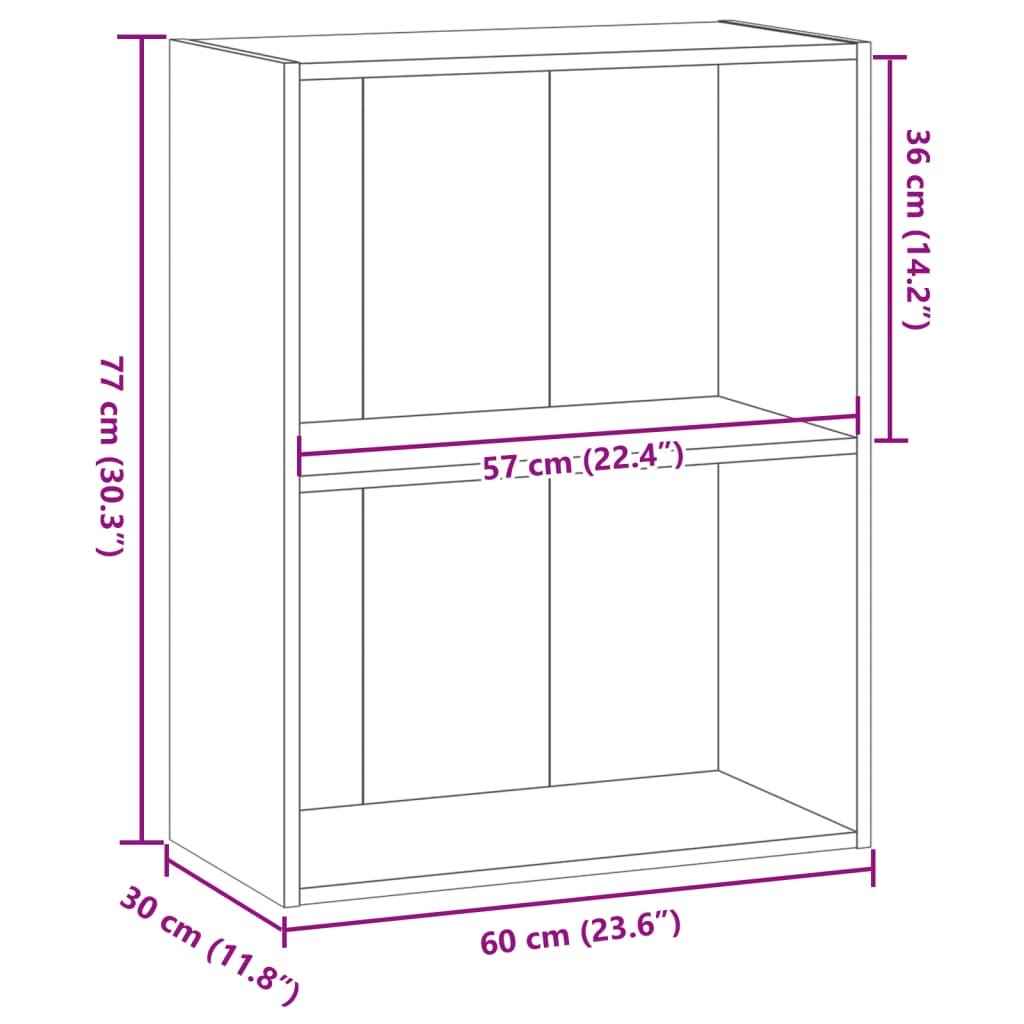 vidaXL Bookcase Grey Sonoma 60x30x77 cm Engineered Wood