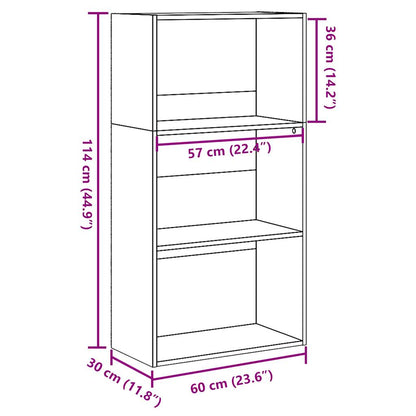 vidaXL Bookcase Artisian Oak 60x30x114 cm Engineered Wood