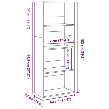 vidaXL Bookcase Grey Sonoma 60x30x152 cm Engineered Wood