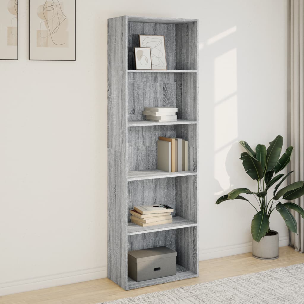 vidaXL Bookcase Grey Sonoma 60x30x189 cm Engineered Wood