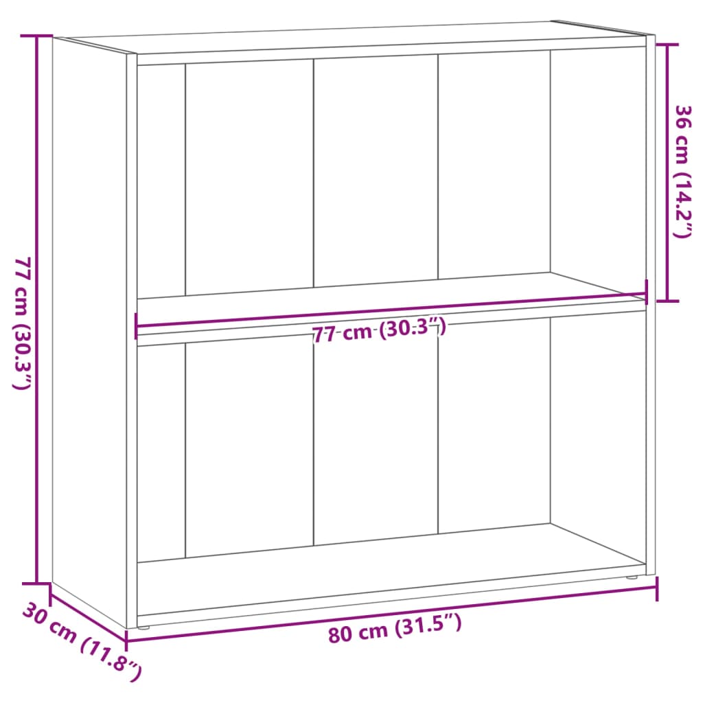 vidaXL Bookcase Smoked Oak 80x30x77 cm Engineered Wood