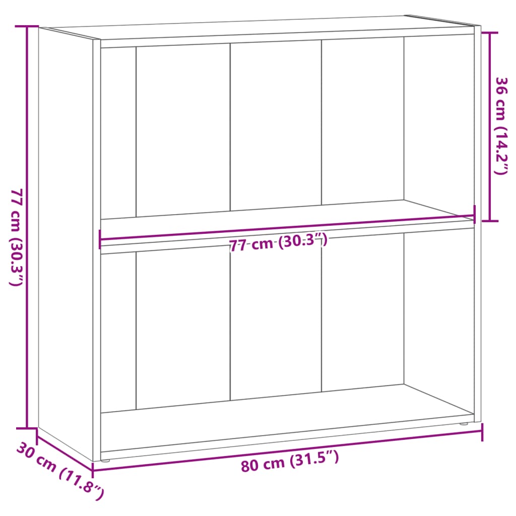 vidaXL Bookcase Grey Sonoma 80x30x77 cm Engineered Wood