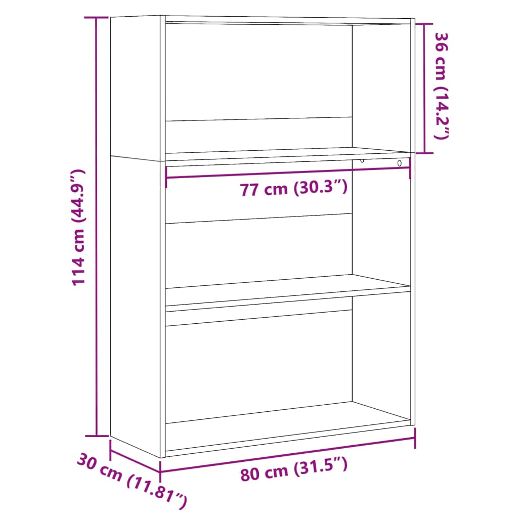 vidaXL Bookcase Old Wood 80x30x114 cm Engineered Wood