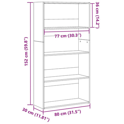 vidaXL Bookcase White 80x30x152 cm Engineered Wood