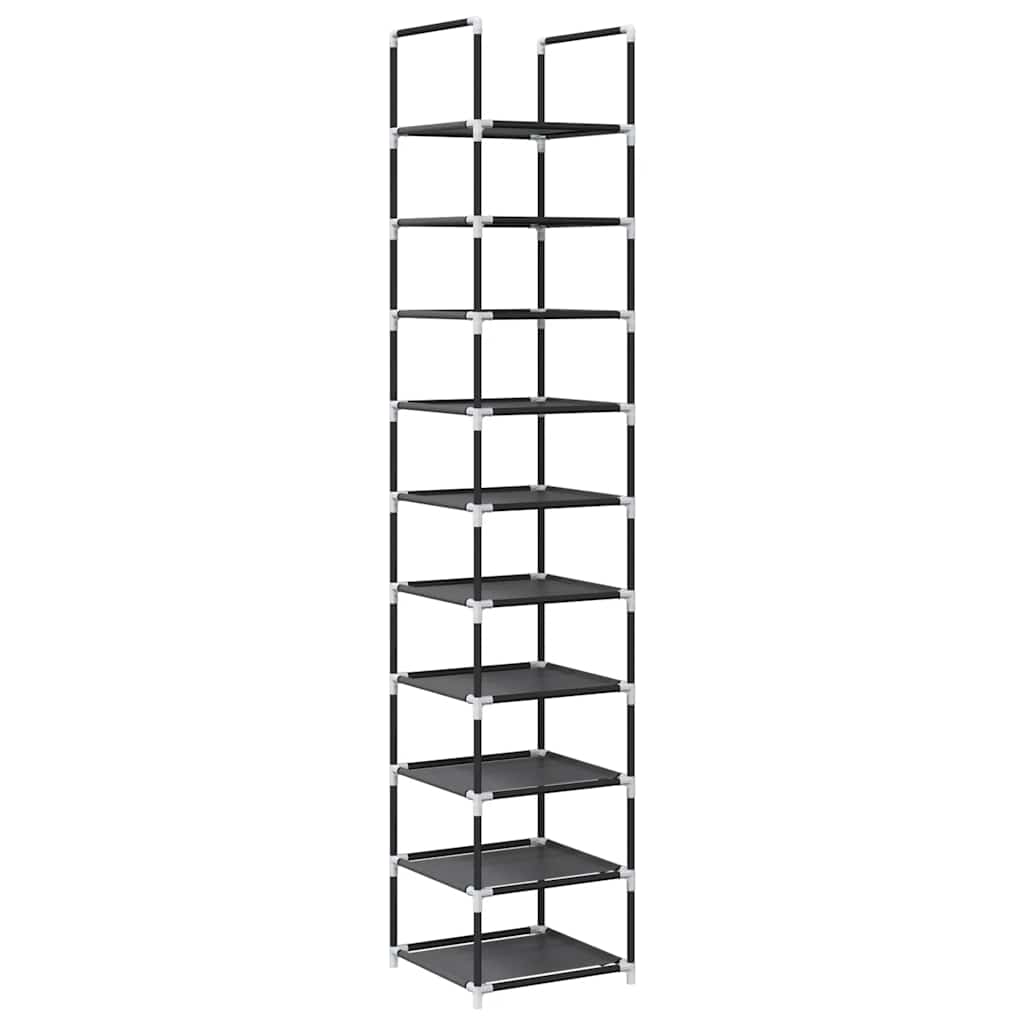 vidaXL Shoe Rack 10-Tier Black 33x33x174 cm Non-woven Fabric