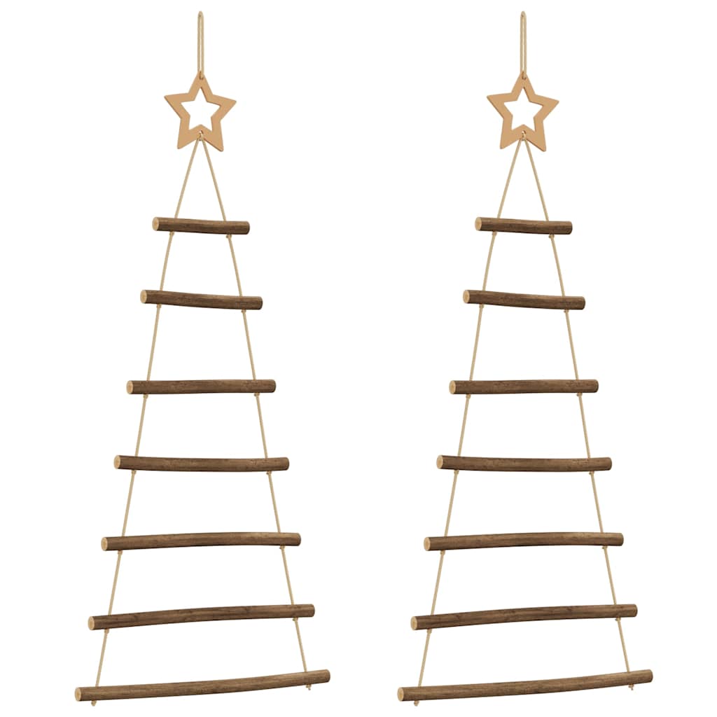 vidaXL Hanging Christmas Trees with Top Stars 2 pcs 42x90 cm Natural