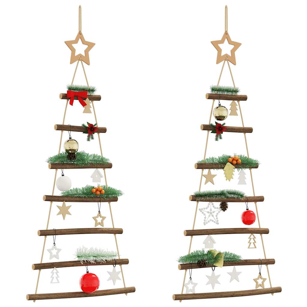 vidaXL Hanging Christmas Trees with Top Stars 2 pcs 42x90 cm Natural