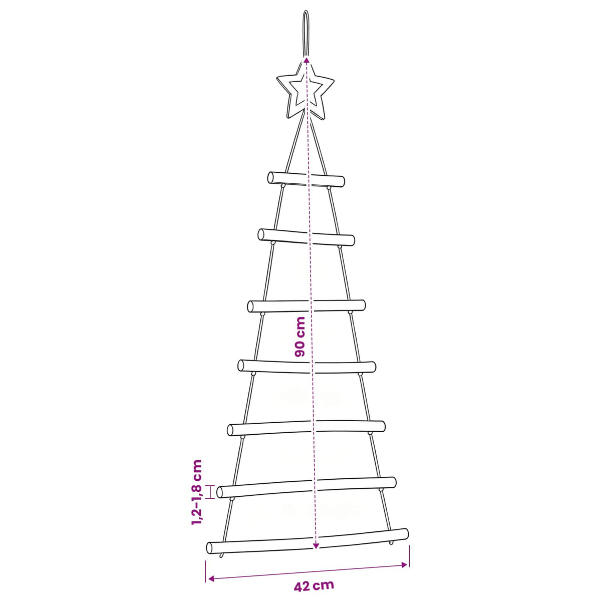 vidaXL Hanging Christmas Trees with Top Stars 2 pcs 42x90 cm Natural