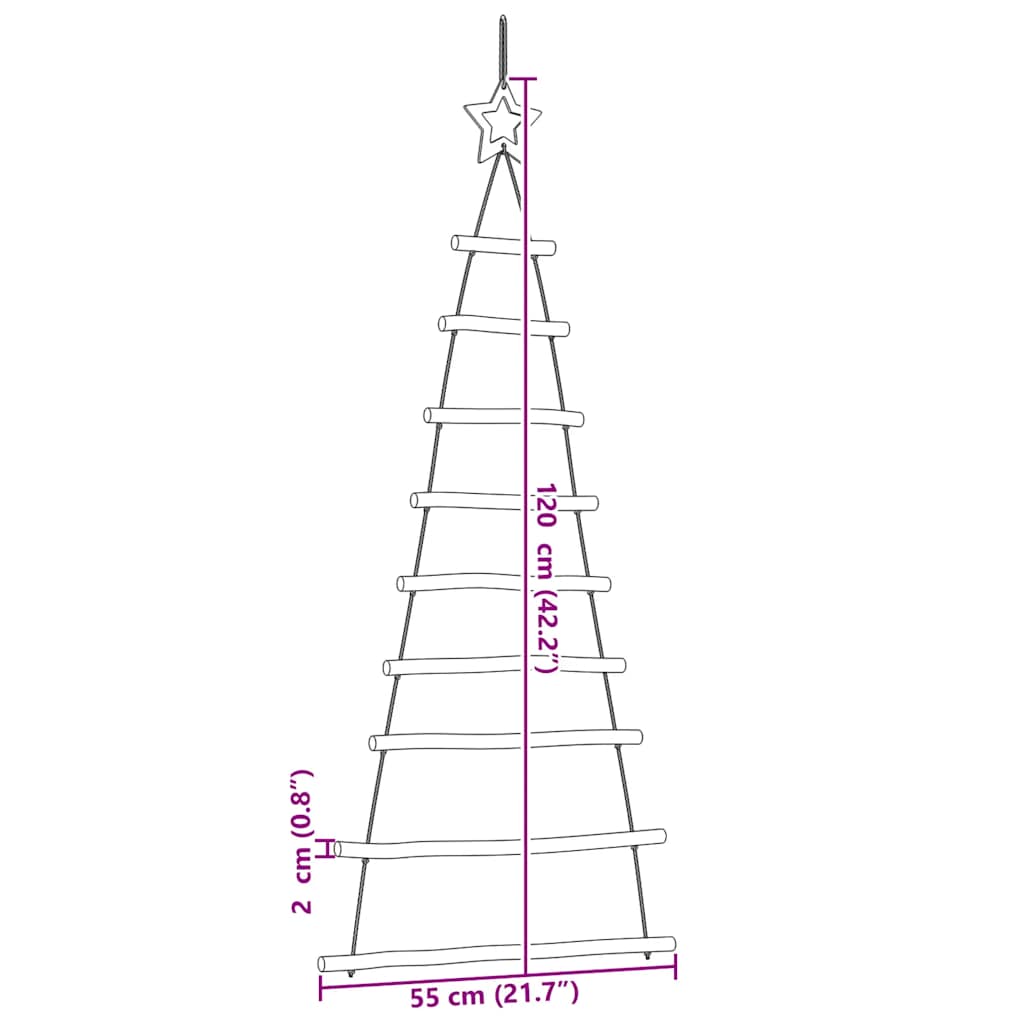 vidaXL Hanging Christmas Trees with Top Stars 2 pcs 55x120 cm Natural Branch