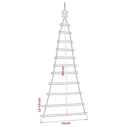 vidaXL Hanging Christmas Tree with Top Star 74x150 cm Natural Branch