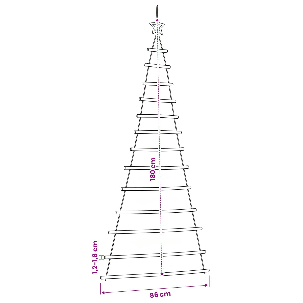 vidaXL Hanging Christmas Tree with Top Star 86x180 cm Natural Branch