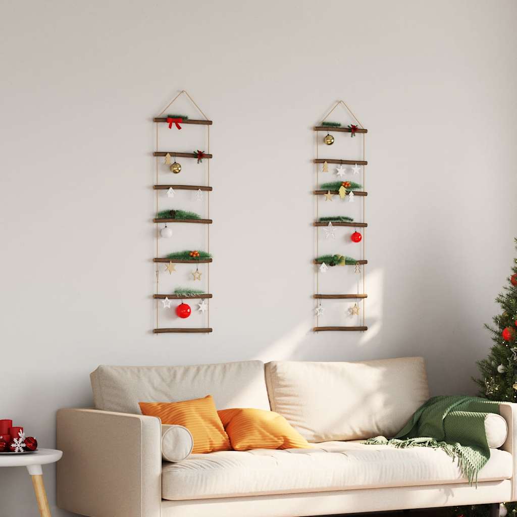 vidaXL Wall Decorations Ladder-Shaped 2 pcs 30x100 cm Natural Branch
