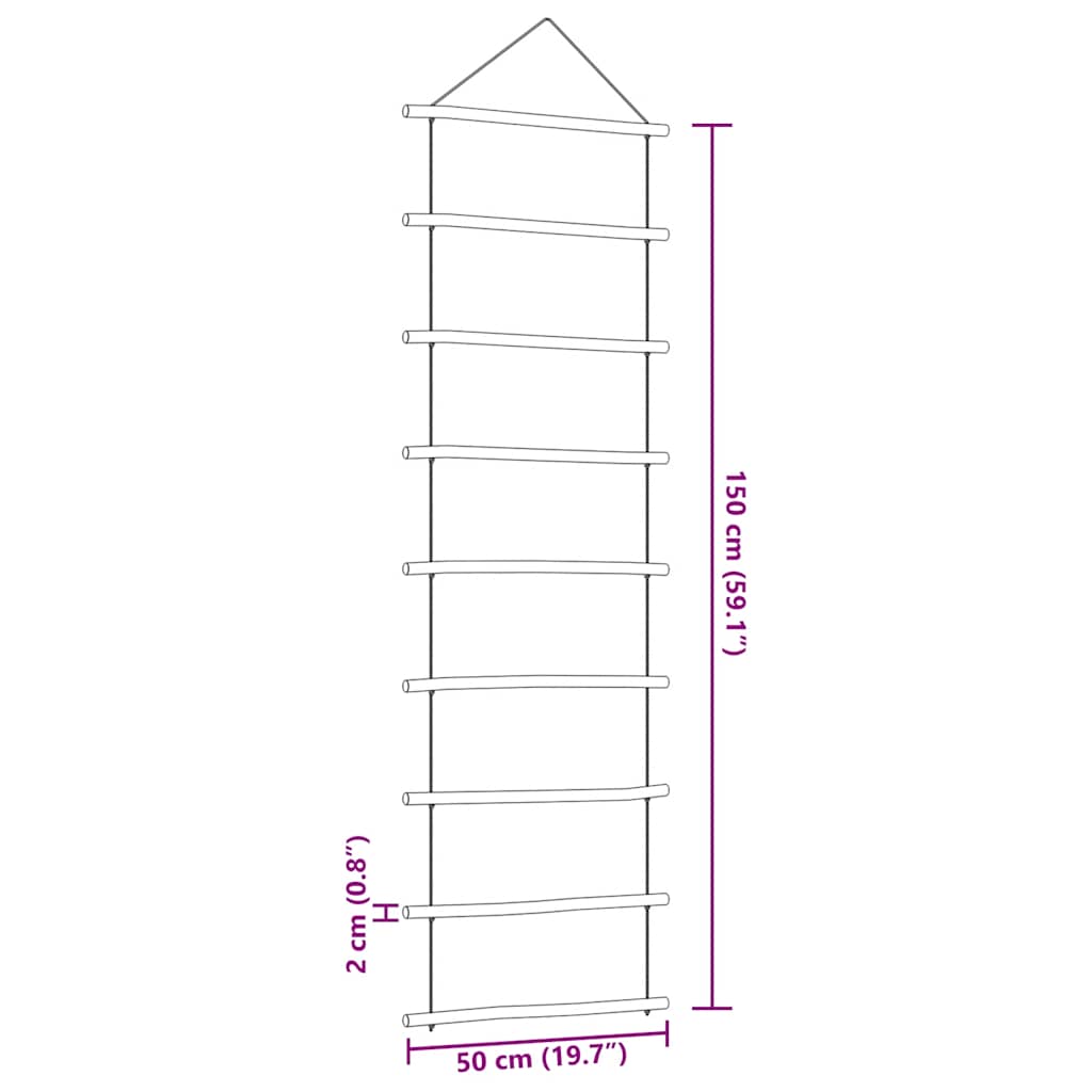 vidaXL Wall Decoration Ladder-Shaped 50x150 cm Natural Branch