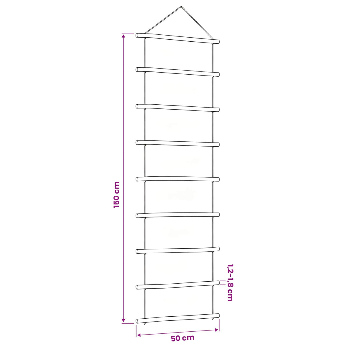 vidaXL Wall Decoration Ladder-Shaped 50x150 cm Natural Branch