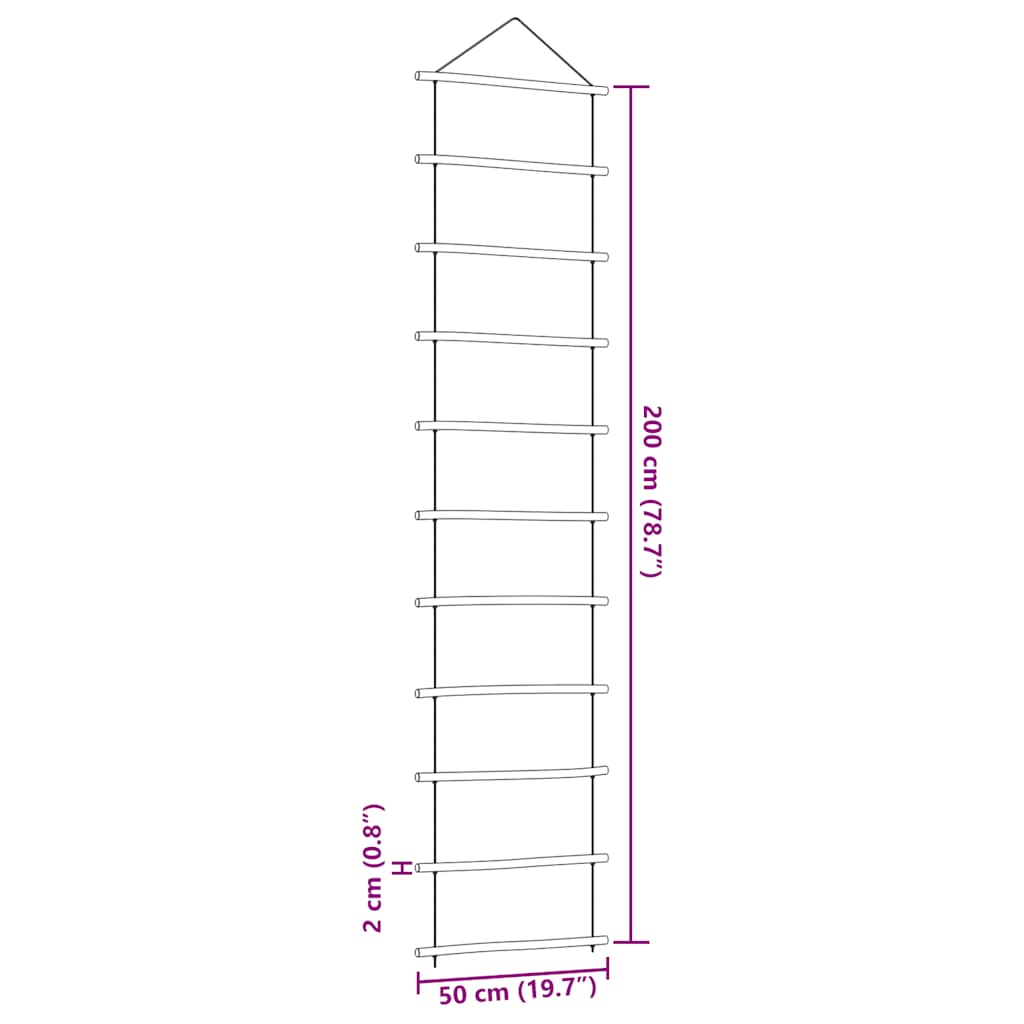 vidaXL Wall Decoration Ladder-Shaped 50x200 cm Natural Branch
