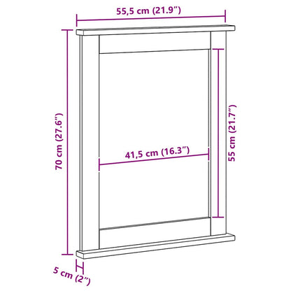 vidaXL Mirror VIGO Honey Brown 55.5 x 5 x 70 cm Solid pine wood
