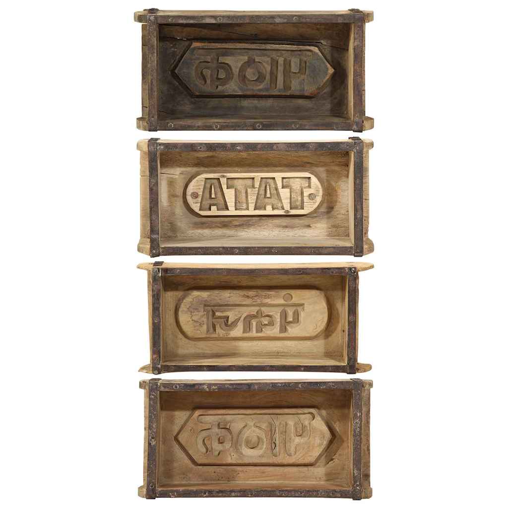 vidaXL Tray 4 pcs Brown 30 x 15 x 9 cm Solid Reclaim Wood