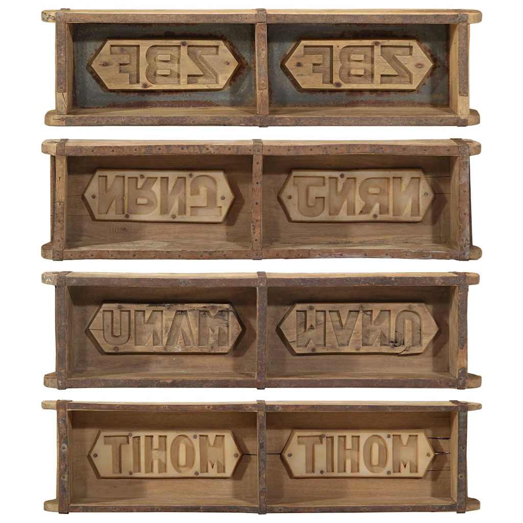 vidaXL Tray with Storage 4 pcs Brown 57 x 15 x 9 cm Solid Reclaim Wood