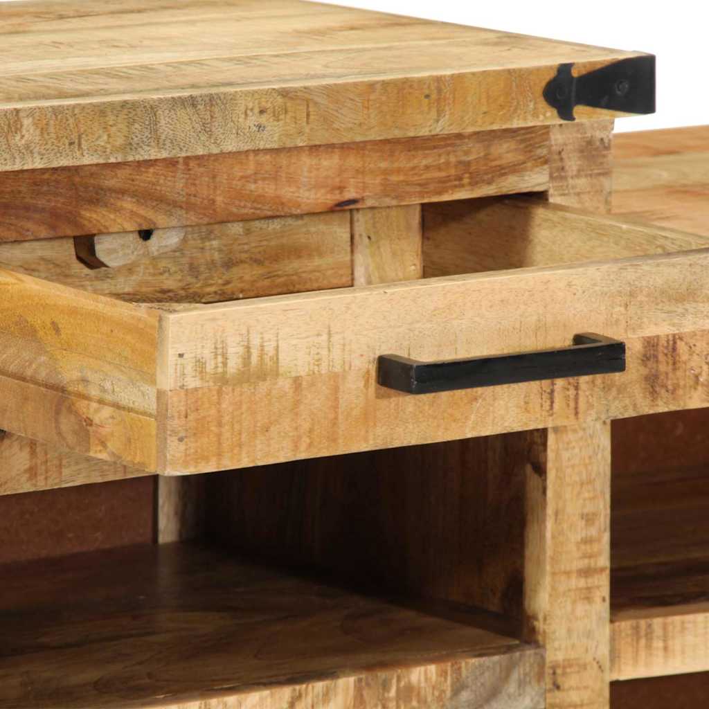 vidaXL Bench with Drawer Brown 110 x 35 x 50 cm Rough Mango