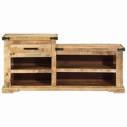 vidaXL Bench with Drawer Brown 110 x 35 x 50 cm Rough Mango