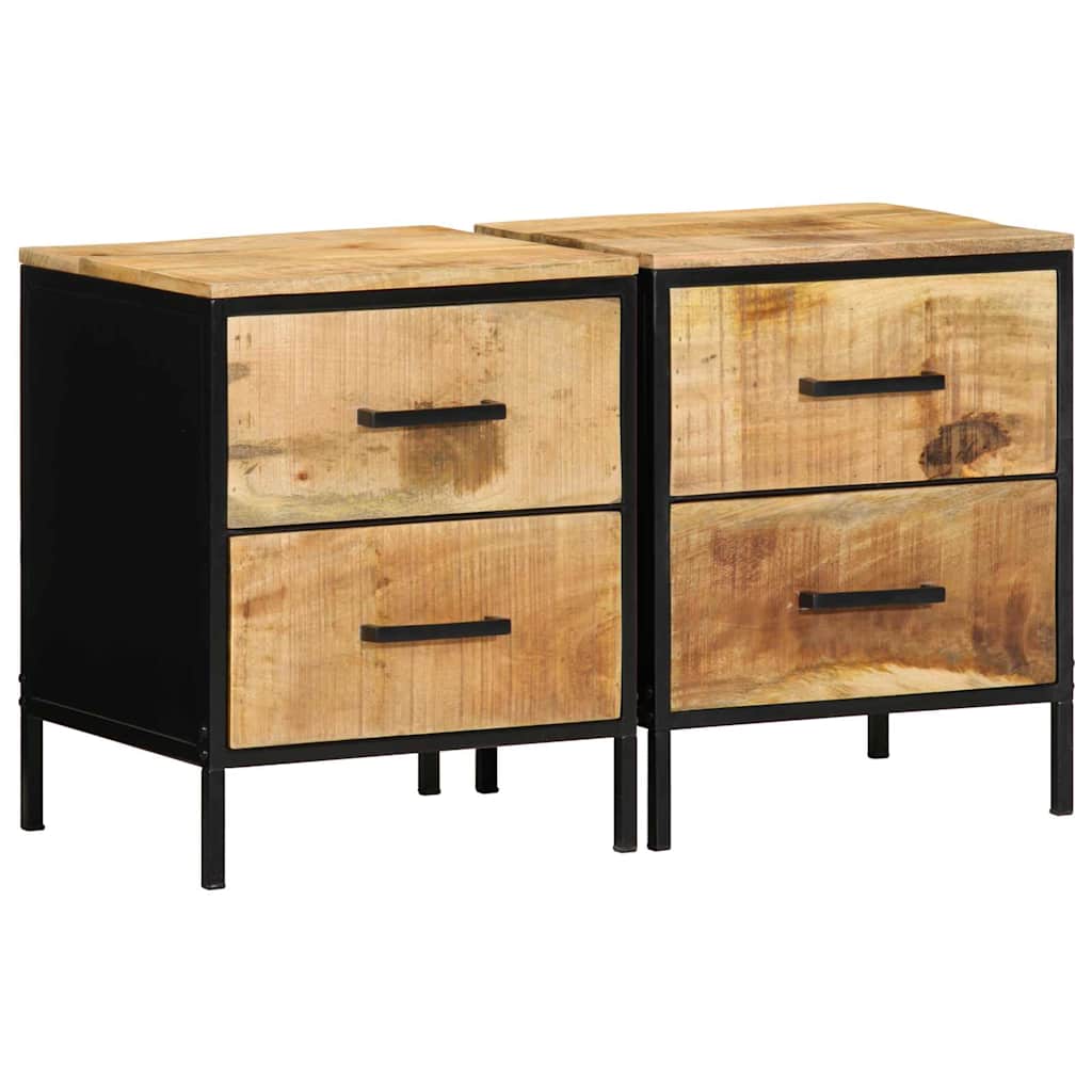 vidaXL Bedside Cabinet 2 pcs Brown and Black 40 x 35 x 50 cm