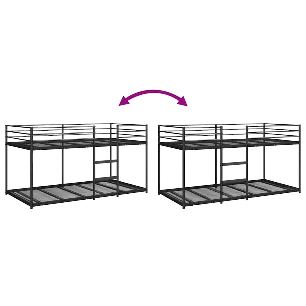 vidaXL Bunk Bed without Mattress Black 75x190 cm Steel