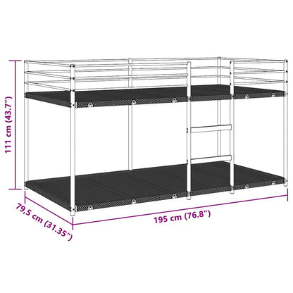 vidaXL Bunk Bed without Mattress Black 75x190 cm Steel