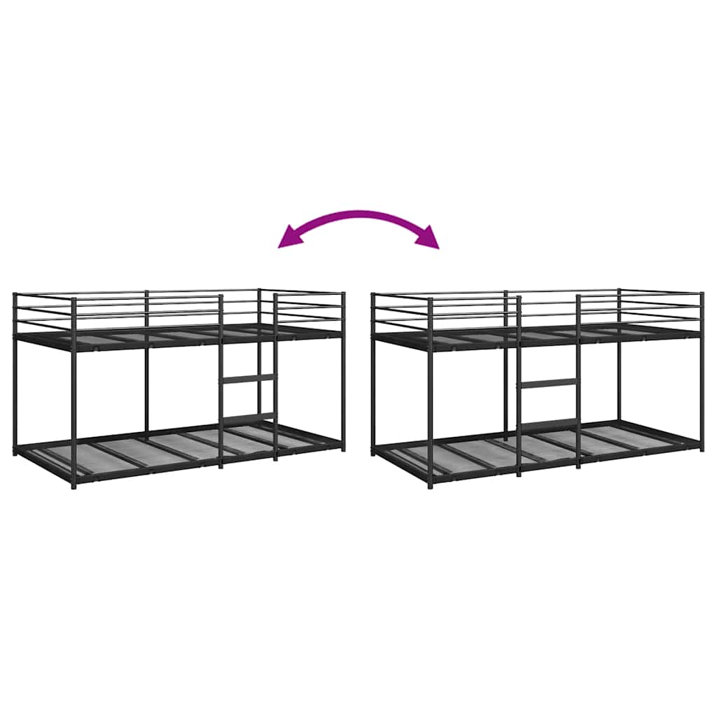 vidaXL Bunk Bed without Mattress Black 90x190 cm Steel