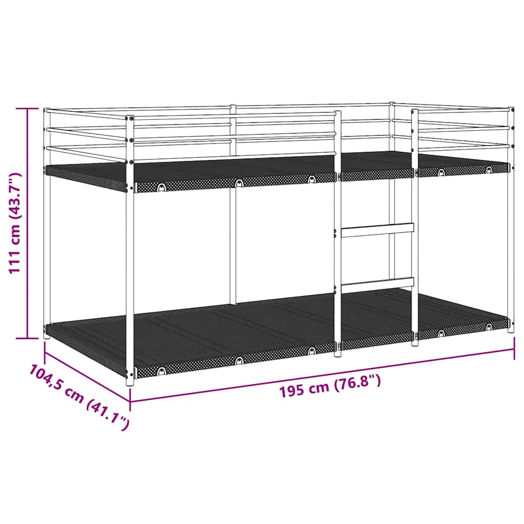 vidaXL Bunk Bed without Mattress Black 100x190 cm Steel