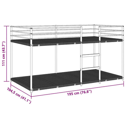 vidaXL Bunk Bed without Mattress Black 100x190 cm Steel