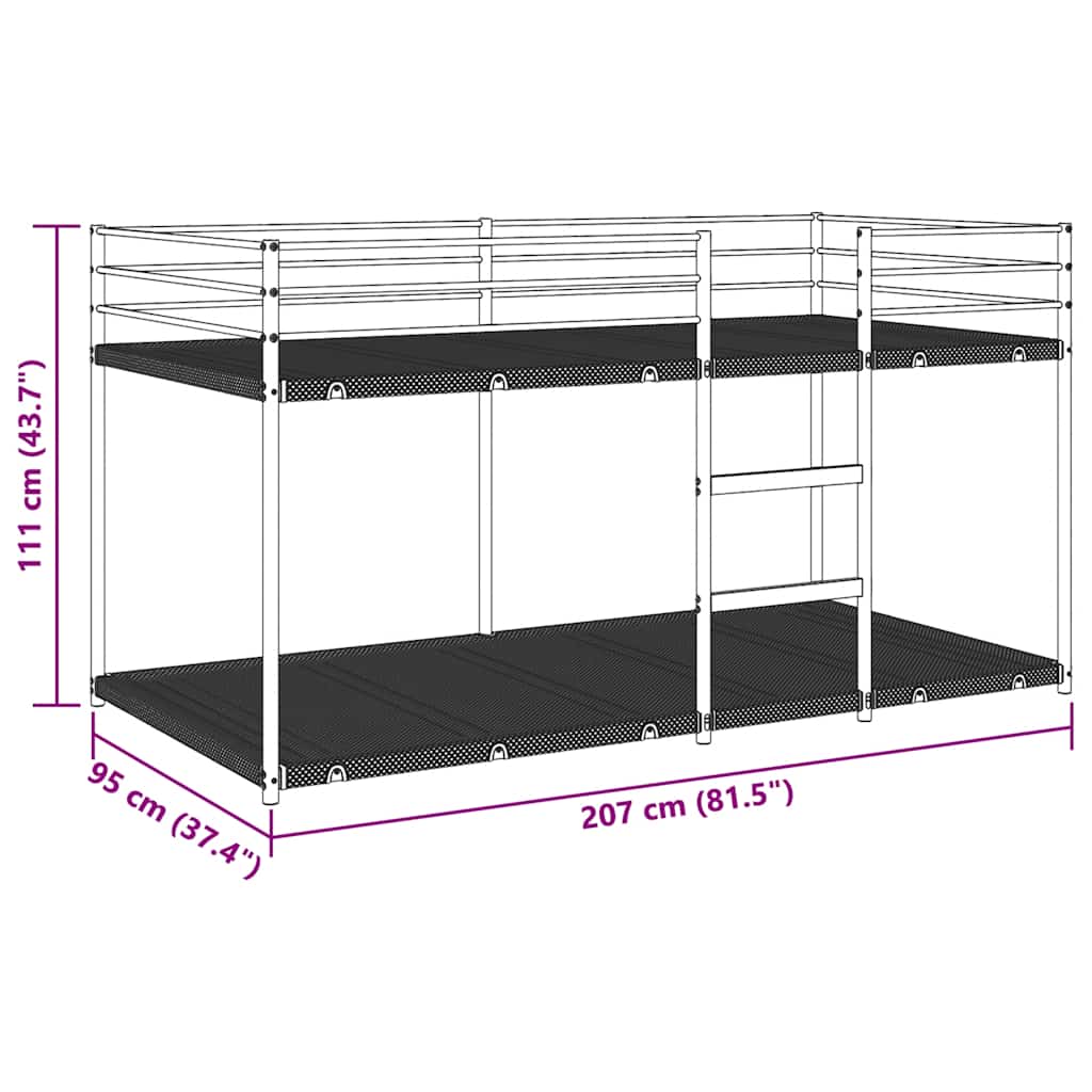 vidaXL Bunk Bed without Mattress White 90x200 cm Steel