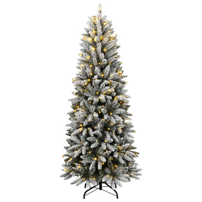 vidaXL Artificial Christmas Tree 150 LEDs and Flocked Snow 120 cm