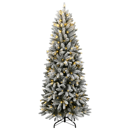 vidaXL Artificial Christmas Tree 150 LEDs and Flocked Snow 120 cm