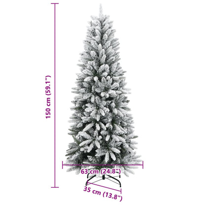vidaXL Artificial Christmas Tree 150 LEDs and Flocked Snow 150 cm