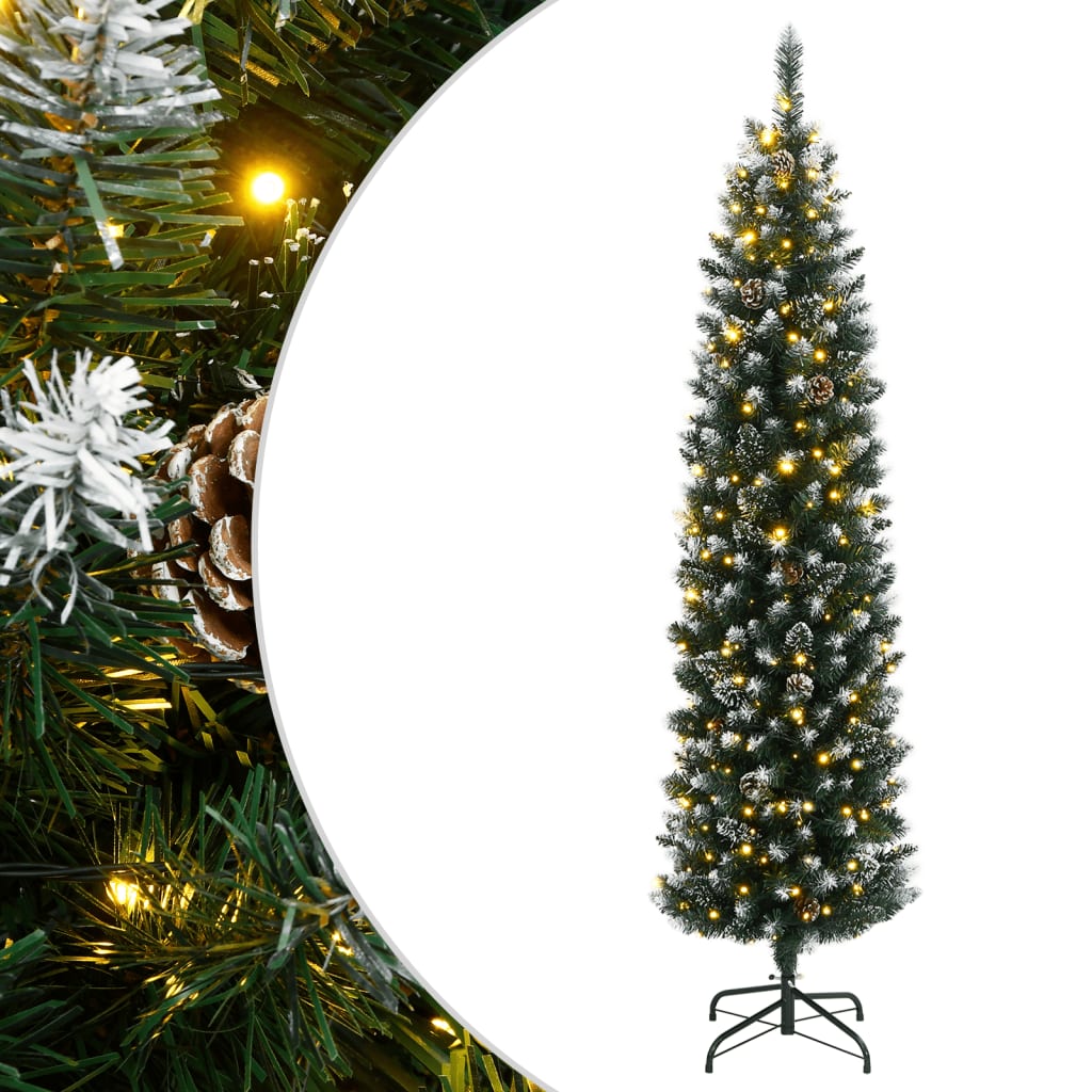vidaXL Artificial Slim Christmas Tree 150 LEDs 150 cm
