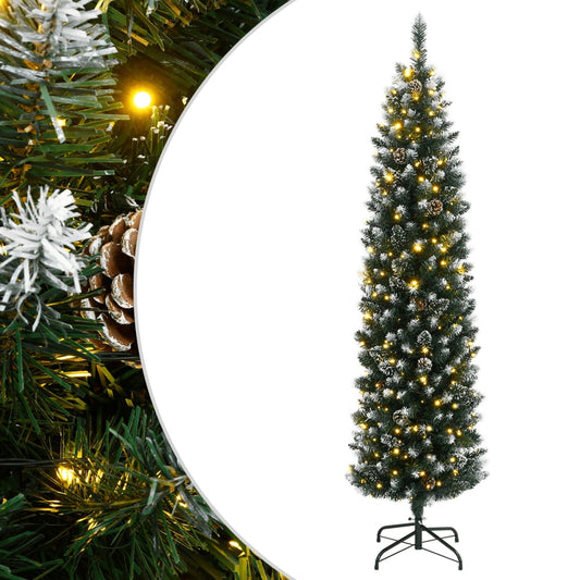 vidaXL Artificial Slim Christmas Tree 150 LEDs 150 cm