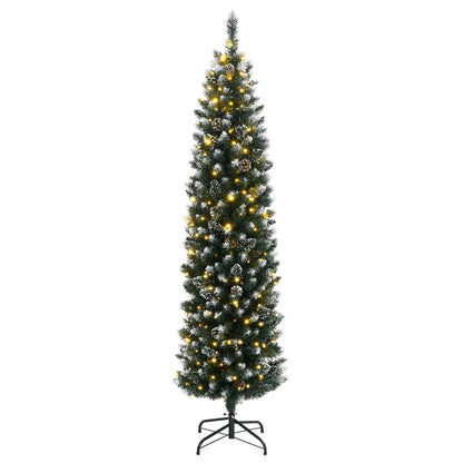 vidaXL Artificial Slim Christmas Tree 300 LEDs 210 cm