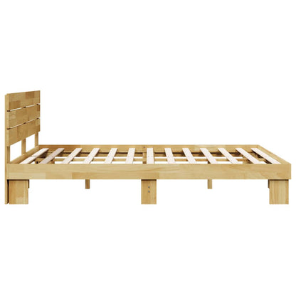 vidaXL Bed Frame with Headboard without Mattress 135x190 cm Solid Wood Oak