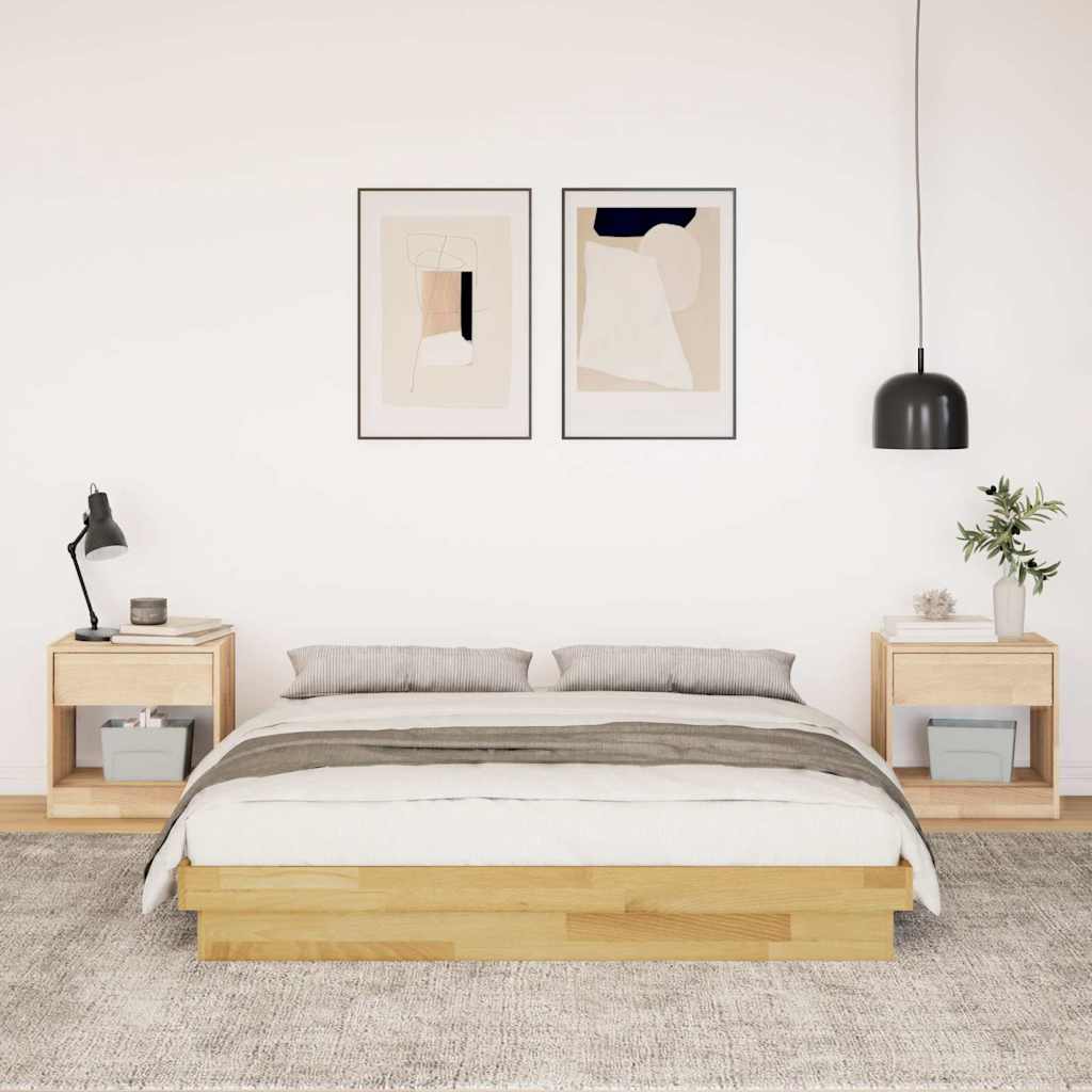 vidaXL Bed Frame without Mattress 135x190 cm Double Solid Wood Oak