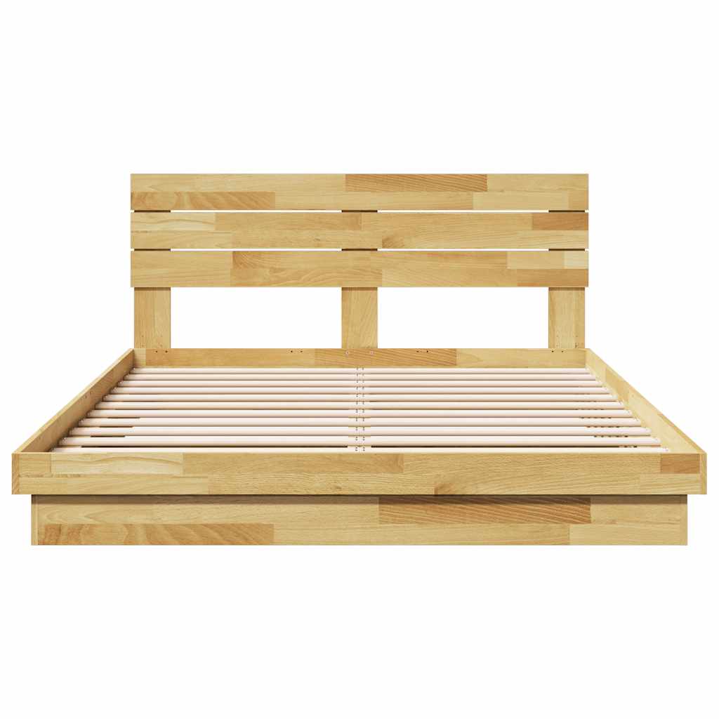 vidaXL Bed Frame with Headboard without Mattress 150x200 cm King Size Solid Wood Oak