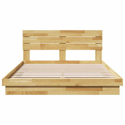 vidaXL Bed Frame with Headboard without Mattress 150x200 cm King Size Solid Wood Oak