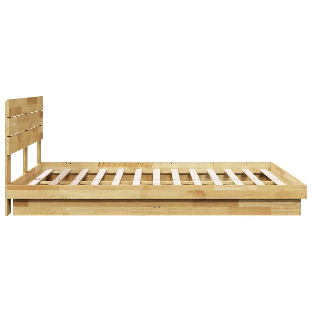 vidaXL Bed Frame with Headboard without Mattress 150x200 cm King Size Solid Wood Oak