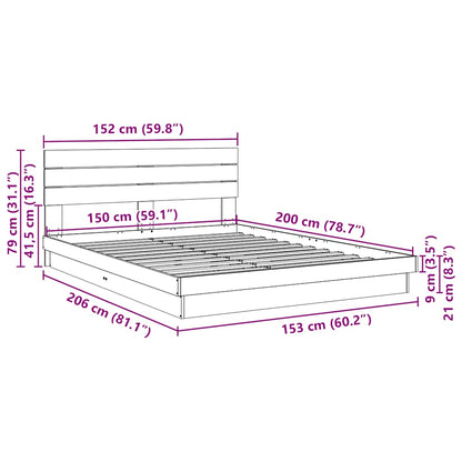 vidaXL Bed Frame with Headboard without Mattress 150x200 cm King Size Solid Wood Oak