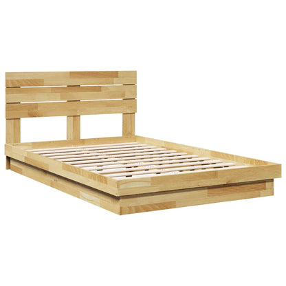 vidaXL Bed Frame with Headboard without Mattress 120x200 cm Solid Wood Oak